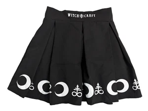 Women Gothic Punk Emo Witchcraft Moon Magic Dress Spell Symbol Pleated Skirt S - Picture 1 of 10