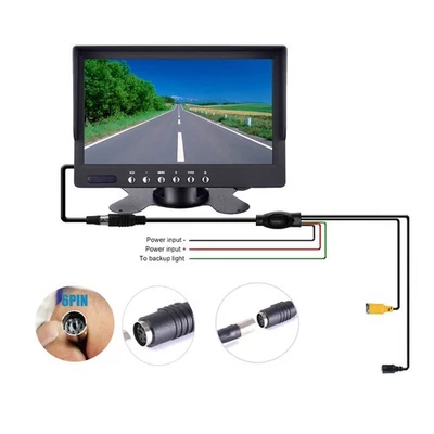 7" LCD Screen Rear View Car Monitor 6Pin Connector 2ch 4 PIN Video In 12V/24V - image 1 of 4