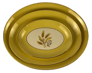 Vintage Autumn Gold Yellow Serving Platters Semi Vitreous Lot of 3 - Picture 1 of 8