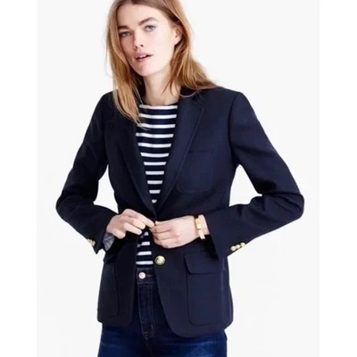 NEW J.Crew Womens Size 4 Rhodes Wool Blazer Navy Tailored Classic Preppy - Image 1 of 4