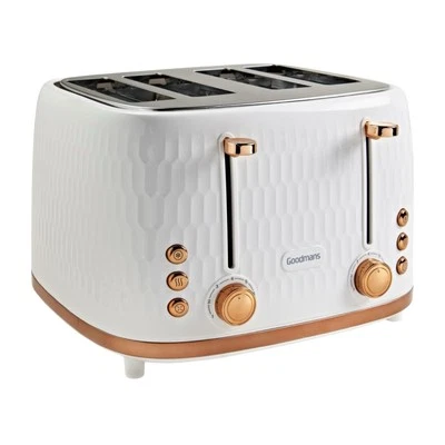 Goodmans 4 Slices Honeycomb White & Rose Gold Toaster - Image 1 of 2