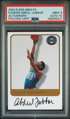 KAREEM ABDUL-JABBAR 2001 FLEER GREATS PSA/DNA AUTOGRAPH BASKETBALL CARD PSA 9/10 - Image 1 of 2