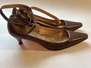 Vintage Christian Louboutin Leather Kitten Heels Ankle Strap Point Toe Shoes 36 - Picture 1 of 22