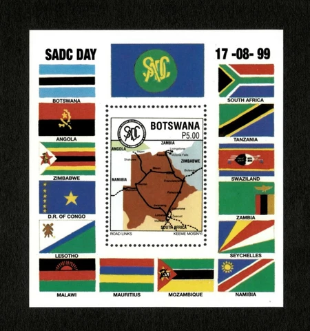 Botswana 1999 - SC#677 - SADC, Map of Road Links South Africa, Flags - S/S - MNH Cover