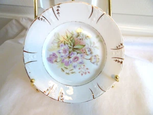 Plato/recorte vintage de pan y mantequilla de porcelana de 7 1/2" floral dorado - Imagen 1 de 3