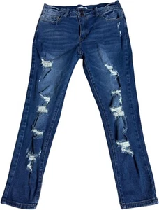 Luna Nora Jeans Girls Teen 14 High Waist Skinny Distressed Blue Made For Us - Picture 1 of 8