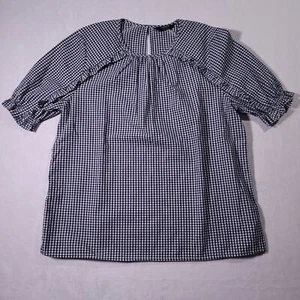 Lucky Brand Women's Small Plaid Gingham Shirt Sleeve Ruffle Shirt EUC - Picture 1 of 7