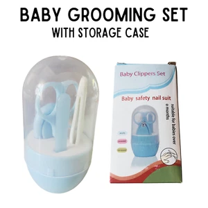 Baby Infant Nail Clipper Blue Grooming Set x 4pcs Scissor File Tweezer - Picture 1 of 9