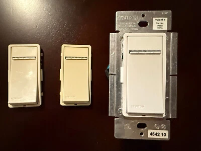 Leviton 智能调光器 VRMX1-1LZ 白色/象牙白/浅杏仁适用于 ZWave Vizia rf+ — 第 1/4 张图片
