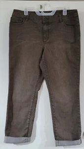 Chicos Platinum Brown Cropped Ultimate fit Slim leg Denim sz 2.5. V Good used... - Picture 1 of 7