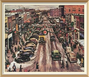 Original c1975 Vintage 50+yr Old JOHN FALTER Print FALLS CITY Christmas 1946 - Picture 1 of 1