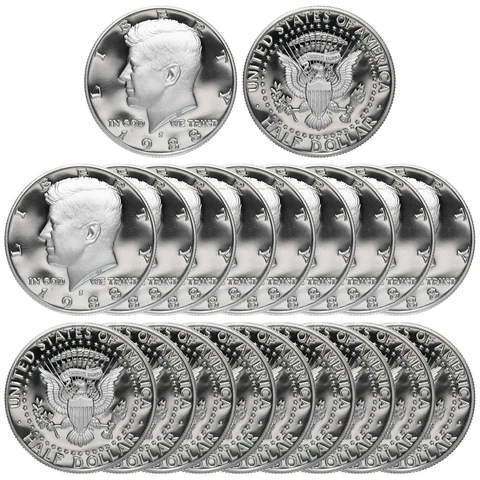 1988 S Kennedy Half Dollar Roll Gem Deep Cameo CN-Clad Proof 20 US Coins Cover