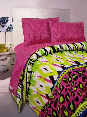 JUEGO DE SÁBANAS Y EDREDÓN REINA - Rampage - Wildcat - Estampado Animal Fucsia Lima Foto 1 de 4