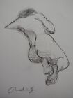 Original Hand Drawn Female Nude Reclining Pencil Life Drawing Expressive Study