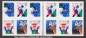 1993 Christmas snowman booklet of 12 Sc 2802a 29c MNH plate number V2222122 - Picture 1 of 1