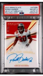 2022 Immaculate Autograph Card Ronde Barber PSA 10 - Tampa Bay Bucs RARE Pop 3 - Picture 1 of 2