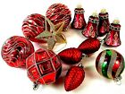 Vintage RED THEME GLASS &amp; PLASTIC 0RNAMENTS ~ Set of 13 ~ Nice Euro &amp; Far East