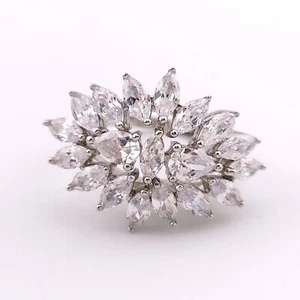 New PJC Sterling Silver Marquise White Topaz Burst Wide Ring Band Size 7 - Picture 1 of 9