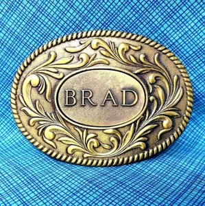 BRAD Belt Buckle Classic 70s Western Scroll Name Plate Vtg Kinney Co IOB .TWY415 - Picture 1 of 8