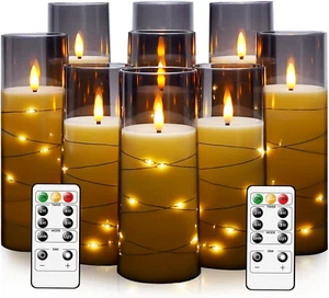 Flameless LED Candles with Timer 9 Pc Flickering Battery Operated Halloween - Picture 1 of 17