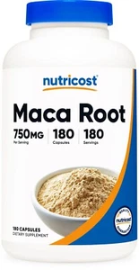 Nutricost Maca Root 750mg, 180 Capsules - 180 Servings, Non-GMO, Gluten Free - Picture 1 of 5