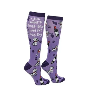 Unisex I Just Want To Drink Wine And Pet My Dog Compression Socks For Women And - Picture 1 of 8