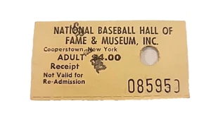 Stub Biglietto Vintage National Baseball Hall Of Fame & Museum Coopertown - Foto 1 di 11