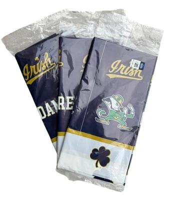 Lot Of 3 NCAA Notre Dame Fighting Irish Plastic Tablecovers 54”x108” - Image 1 of 4