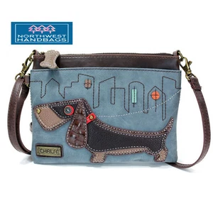 WIENER DOG MINI CROSSBODY PURSE INDIGO BLUE CHALA - Picture 1 of 5
