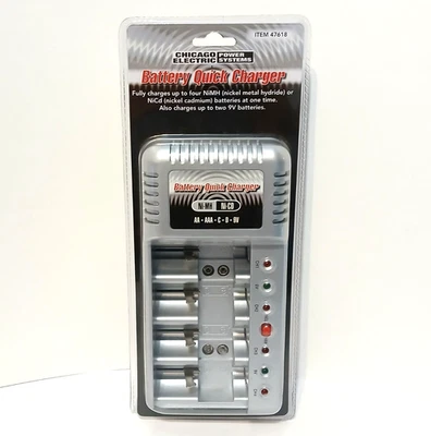 Chicago Electric Battery Quick Charger Ni-MH / NI-CD (AA/AAA/C/D/9V) NEW! 47618 - Image 1 of 4