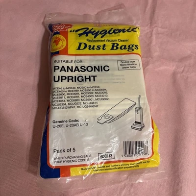Bags Fits Panasonic Upright Vacuum Cleaners Dust Hoover Bags U-2e U20e U20ab X 5 - Image 1 of 2