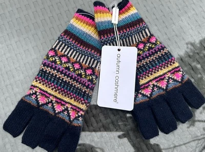 Guantes sin dedos 100 % cachemir Fair Isle otoño cachemir Fair Isle para mujer nuevos con etiquetas Foto 1 de 2