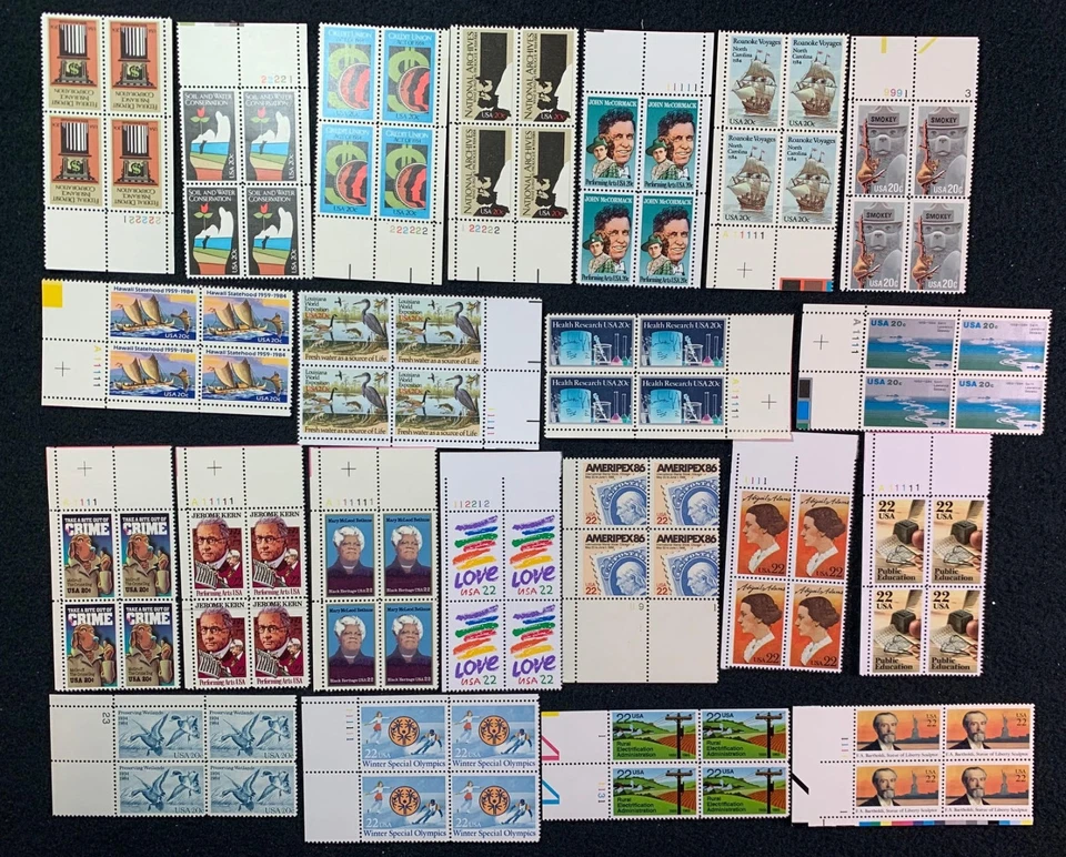 USA - Scott 2071 / / 2159-  20 & 22 cent plate blocks  - lot of 22 diff - MNH - Image 1 of 1