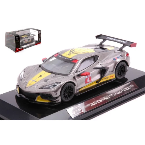 CHEVROLET CORVETTE C8R N.4 2020 GREY 1 43 Burago Auto Competizione Modellino Nuo