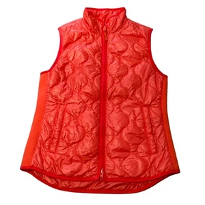 J.Crew Puffer Vest Women Small Coral Orange Quilted Zip-up Packable Stretch Side - Picture 1 of 13
