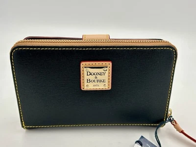Dooney & Bourke Zip Around Leather Wallet Clutch Black 4x7x1.5” New With Tags! - Image 1 of 4