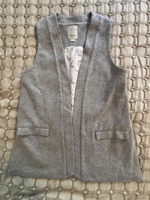 Chaleco Anthropologie Elevenses Light Academia Lana Frente Abierto Gris Para Mujer Talla M Foto 1 de 4