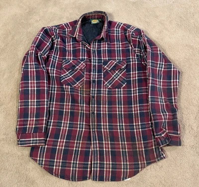 VTG Cabelas Flannel Shirt Jacket Quilted Lining Trucker Jacket LT LARGE TALL USA - Image 1 of 4