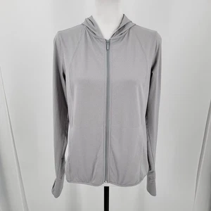 Uniqlo AIRism Jacket Womens Medium Gray Hooded UV Cut Full Zip Lightweight - Picture 1 of 13