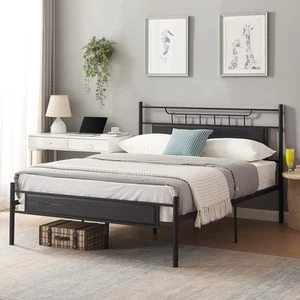 Queen Size Platform Bed Frame with Wood Headboard/Mattress Foundation/Premium... - Picture 1 of 7