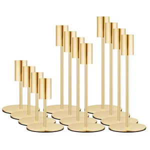Set of 12 French Gold Taper Candle Holders Bulk Candlestick Holders, Decor Ca... - Picture 1 of 7