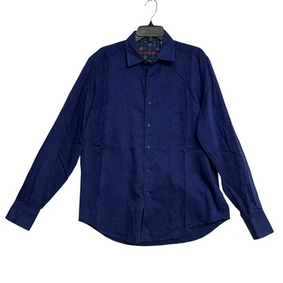 Robert Graham Men M Blue Cotton Button Down Flip Cuffs Designer Preppy Shirt - Image 1 of 4