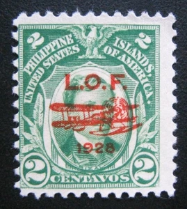 1928 USA Philippinen 2 Cent Luftpost C18 Doppeldecker LOF Aufdruck MNG - Bild 1 von 2