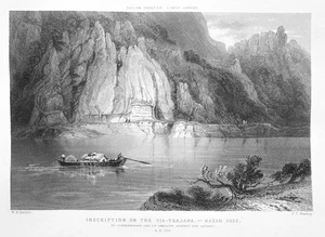 DANUBE RIVER Tabula Traiana TRAJAN BRIDGE TABLET Serbia 1842 Art Print Engraving - Picture 1 of 1