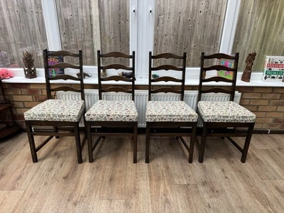 Set Of 4 Ercol Dining Chairs Old Colonial Ladder Backs Quality - Image 1 of 4