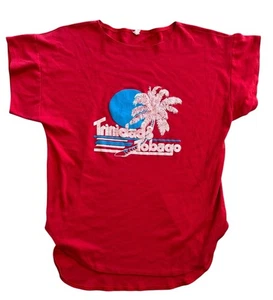 Vintage 90’s Trinidad and Tobago Beach Cover Up Shirt One Size Red Retro Women’s - Picture 1 of 4