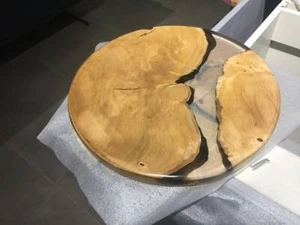 24 Zoll maßgeschneiderte klare Epoxidharz Holz Fluss Stil Kaffee Beistelltischplatte - Bild 1 von 1