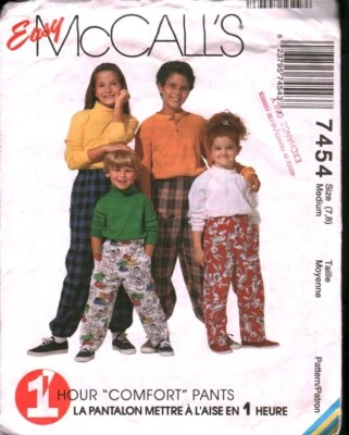 UNCUT Vintage McCalls SEWING Pattern 1 HR Pull on Comfort Pants Boys Girls 7454  - Image 1 of 2