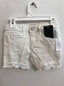 SO Girl's Denim Crochet Frayed Hem Shortie White Size 6 Ret $24 (APO-123-2) - Picture 1 of 5