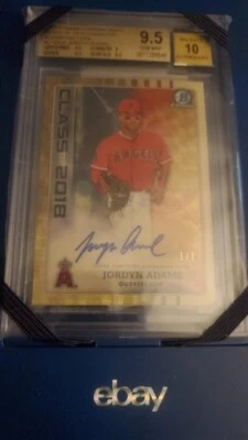 2018 Bowman Chrome Jordyn Adams SUPERFRACTOR AUTO 1/1 BGS 9.5 Class of 2018 - Image 1 of 2